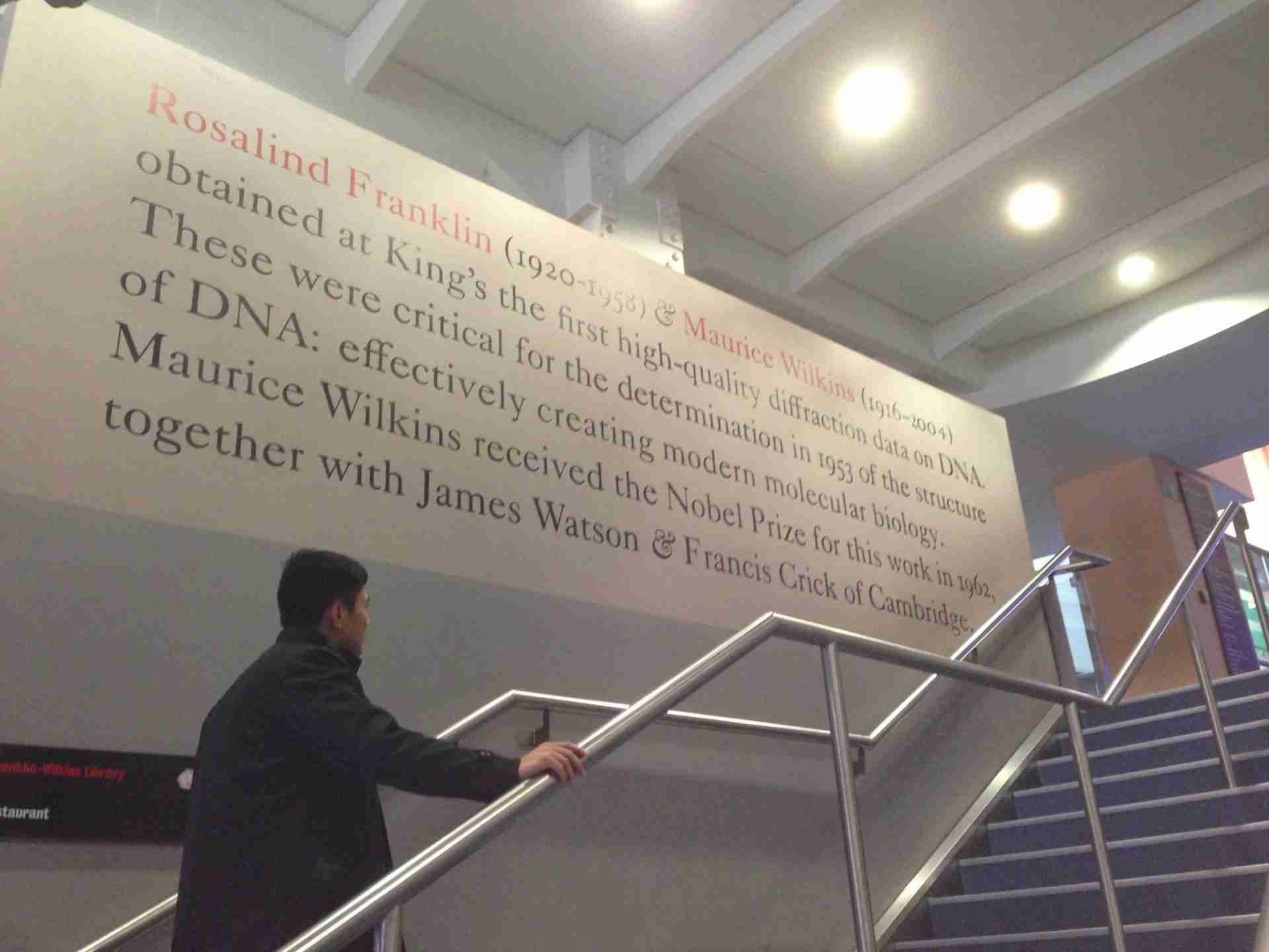 The Franklin-Wilkins Building dedication wall at King's College London.