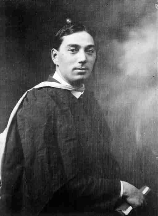 Formal studio portrait of a young Peter Buck around 1904, the year he qualified MB ChB at Otago Medical School